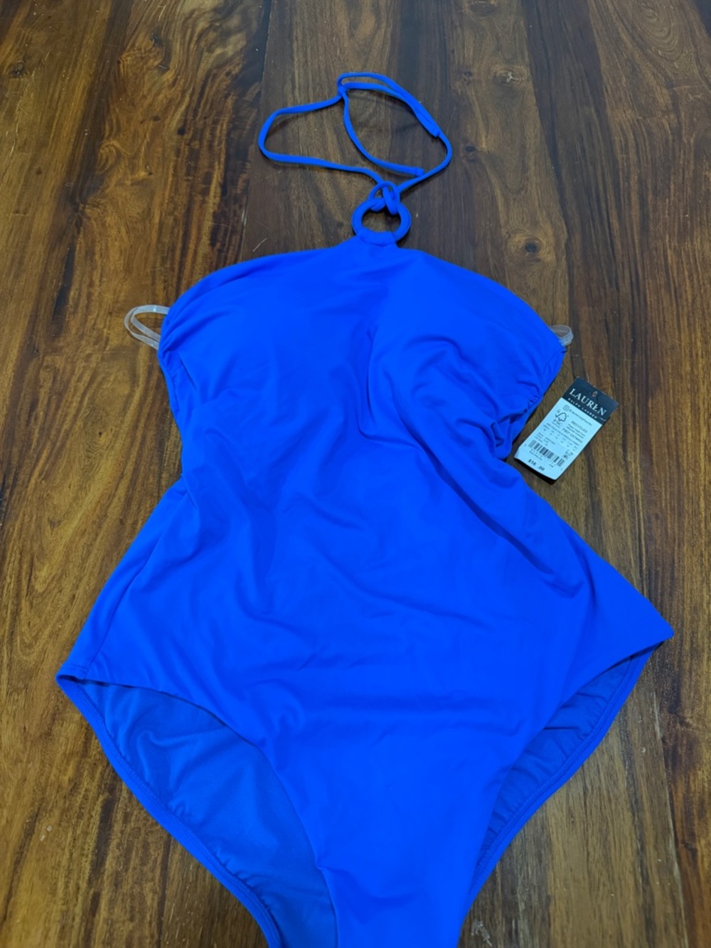 Lauren Ralph Lauren Bright Blue Halter One-Piece Swimsuit
